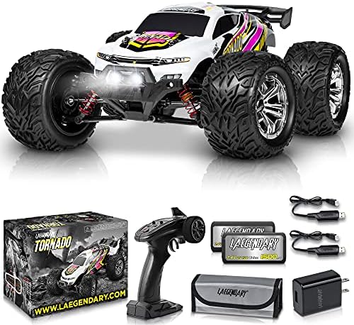 1:12 Scale Large RC Cars 48+ kmh Speed - Remote Control Car 4x4 Off Road Monster Truck Electric - All Terrain Waterproof Trucks for Adults - 2 Batteries + Connector for 30+ Min Play