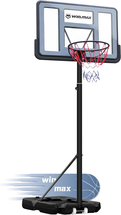 WIN.MAX Basketball Hoop Outdoor 3.8-10ft Adjustable Height, 44inch Backboard, Swimming Pool Basketball Hoop & Goal for Kids/Adults Indoor