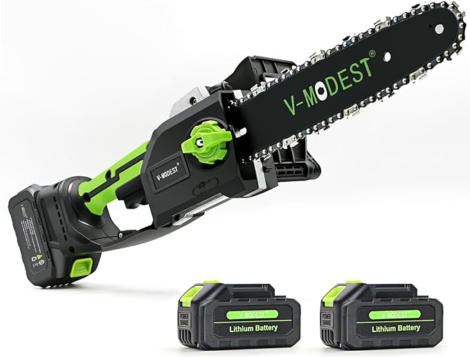10" Top Handheld Chainsaw Cordless-24V 4000mAh Brushless Electric Chainsaw Medium-sized Chain Saw with 2 Rechargeable Batteries, Security Lock for Wood Cutting Tree Trimming