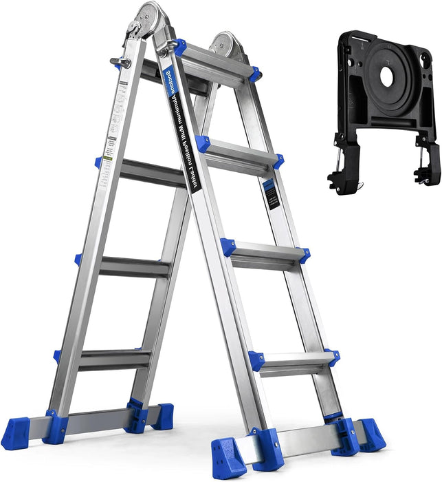 HBTower Ladder, A Frame 4 Step Extension Ladder, 17 Ft Multi Position Ladder with Removable Tool Tray and Stabilizer Bar, 330 lbs Capacity Telescoping Ladder for Household and Outdoor Work…