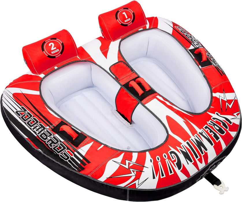 Towable Tubes for Boating 2 Person, Water Tubes for Boats to Pull, Safety Inflatable Boat Tubes and Towables, Water Sport Towables with Drainage, Quick Connector, Large Capacity
