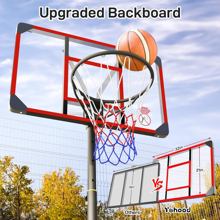 Kids Basketball Hoop Outdoor 4.82-8.53ft Adjustable, Portable Basketball Hoops & Goals for Kids/Teenagers/Youth in Backyard/Driveway/Indoor, with Enlarged Base and PC Backboard