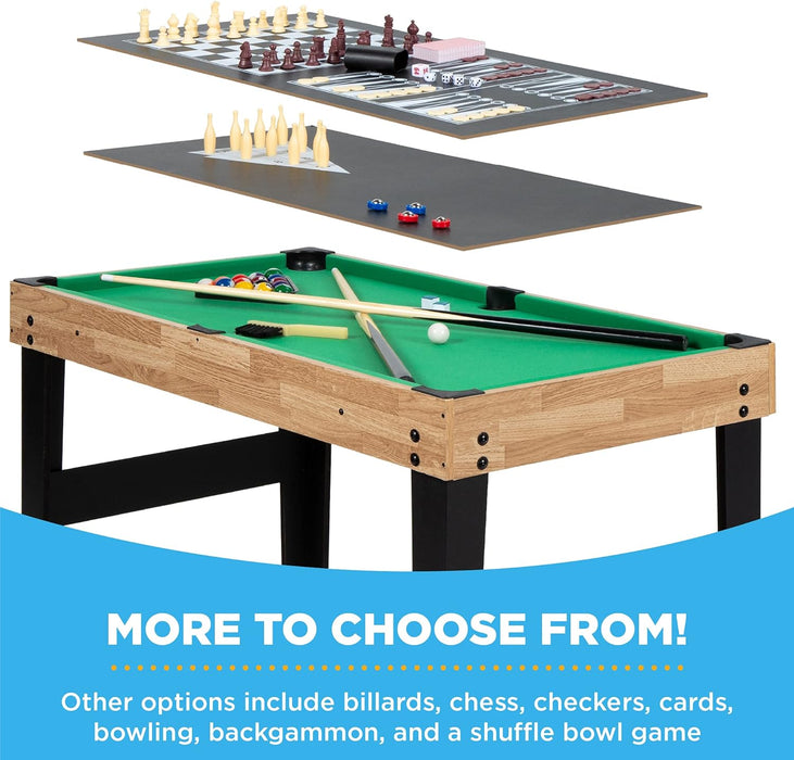Best Choice Products 2x4ft 10-in-1 Combo Game Table Set for Home, Game Room, Friends & Family w/Hockey, Foosball, Pool, Shuffleboard, Ping Pong, Chess, Checkers, Bowling, and Backgammon