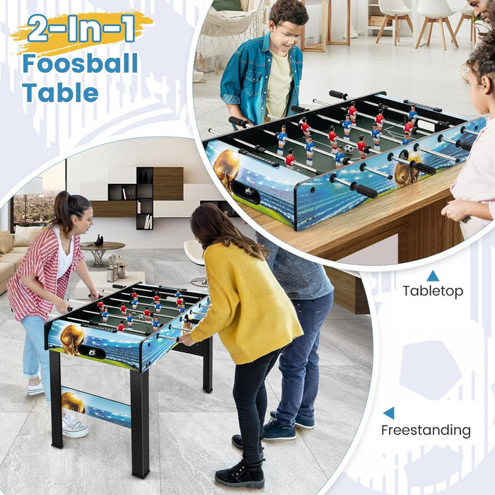 Goplus Foosball Table, 2-in-1 Tabletop & Freestanding Soccer Game Table with Detachable Leg, Ergonomic Handle, 2 Balls, Adults Youth Kids Foosball Games for Home, Office, Pub, Arcade Game Room