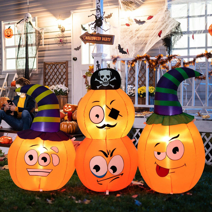 5 FT Long Halloween Inflatable Decoration 4 Pumpkin Lanterns Combo with Pirate