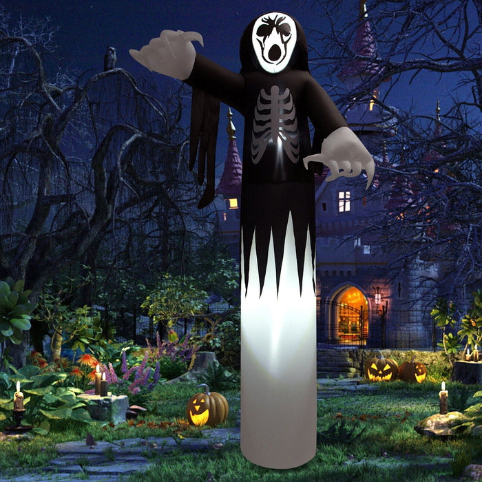 12 FT Inflatable Halloween Skeleton Giant Blow up Halloween Skull w/ LED Lights