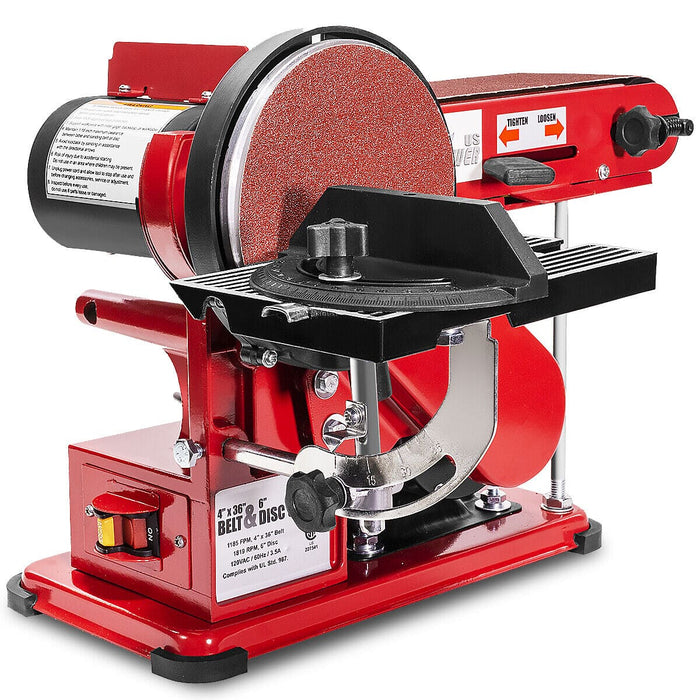 4" x 36" Disc Belt Sander Benchtop Sanding Station Adjustable Tilt Dust Port