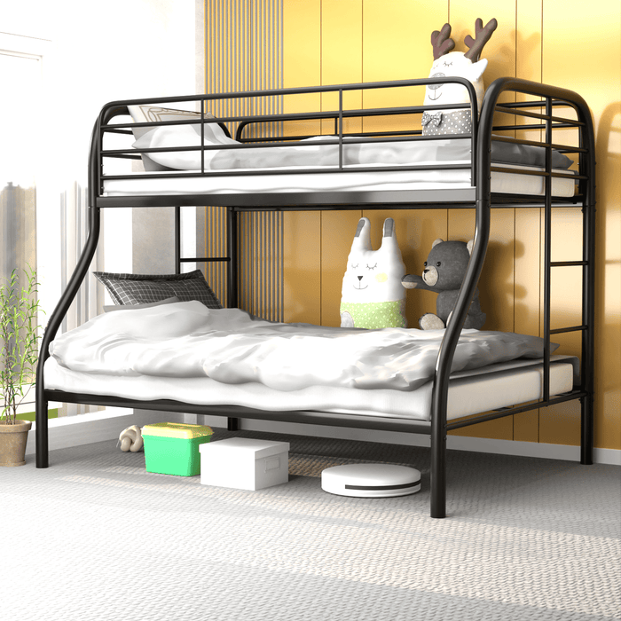Twin Over Full Bunk Beds Heavy Duty Metal Bed Frames for Kid's Dormitory Bedroom