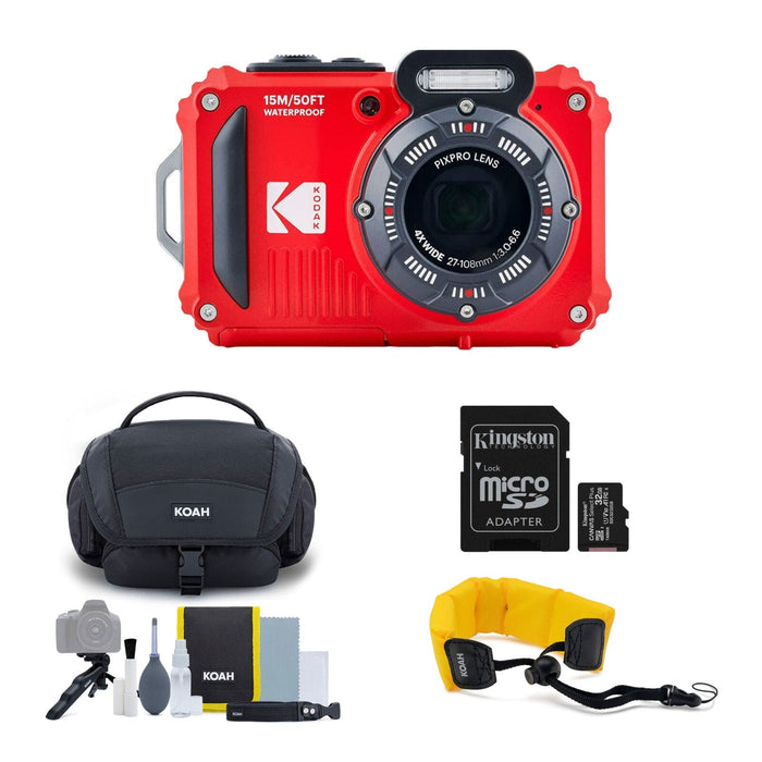 Kodak Pixpro WPZ2 Waterproof Shockproof 16MP 4x 2.7 In LCD Camera Red Bundle