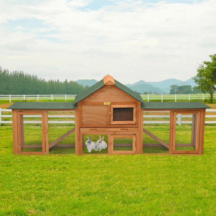 84'' 2-Story Wooden Rabbit Hutch Bunny Cage Chicken Coop Guinea Pig Hamster Cage