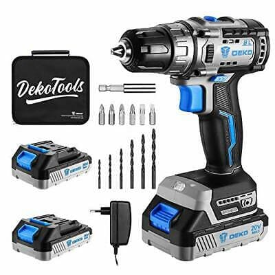 DEKO 20V Brushless Cordless Drill Set Electric Drill Driver Power Drill Bits Kit