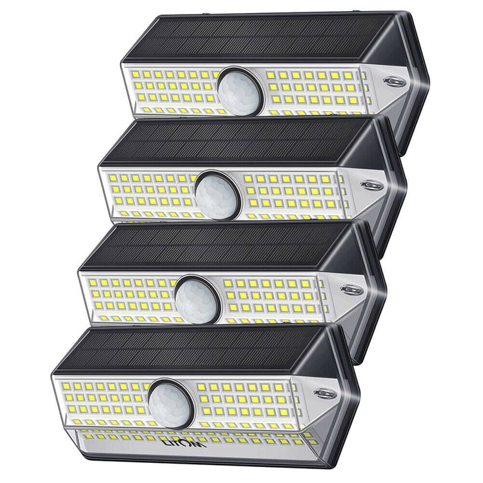 4PC LITOM 100LED Solar Wall Light PIR Motion Sensor Flood Light Outdoor Garden
