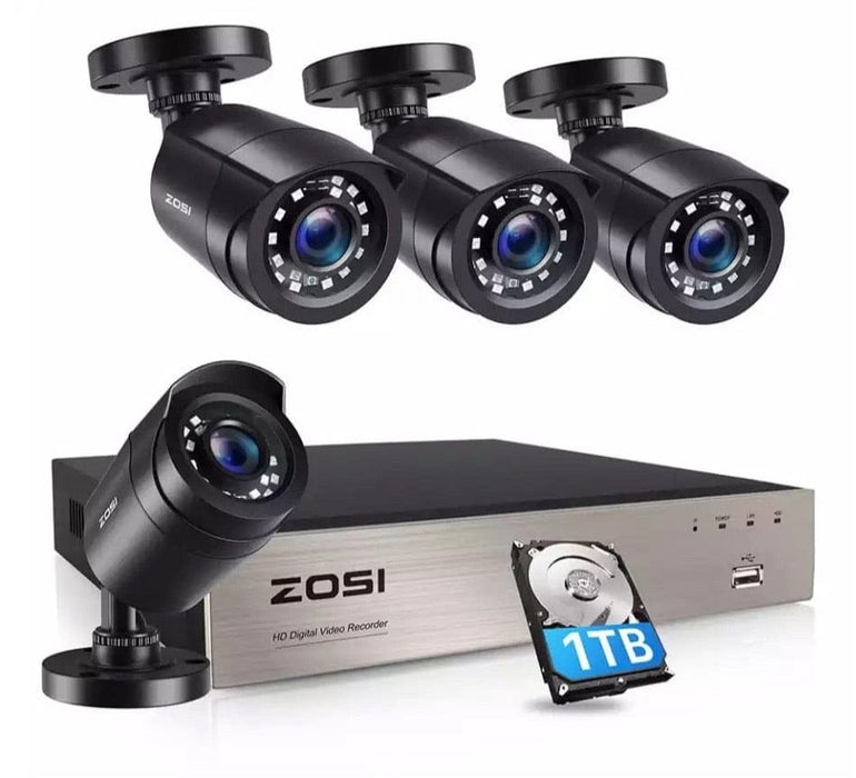 ZOSI 8CH H.265+ 5MP Lite DVR 1080P Outdoor CCTV Home Security Camera System Kit