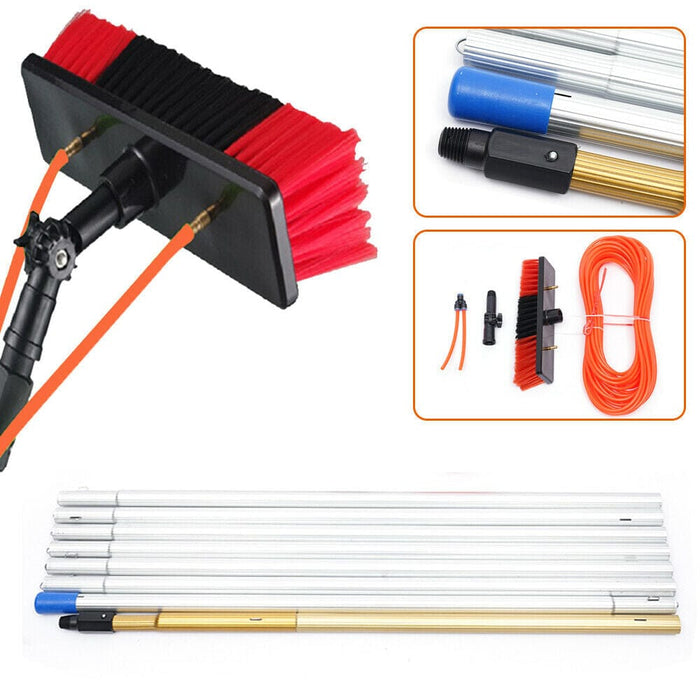 26FT Water Fed Pole Cleaning Brush Tool For Window & Solar Panel Clean Washing