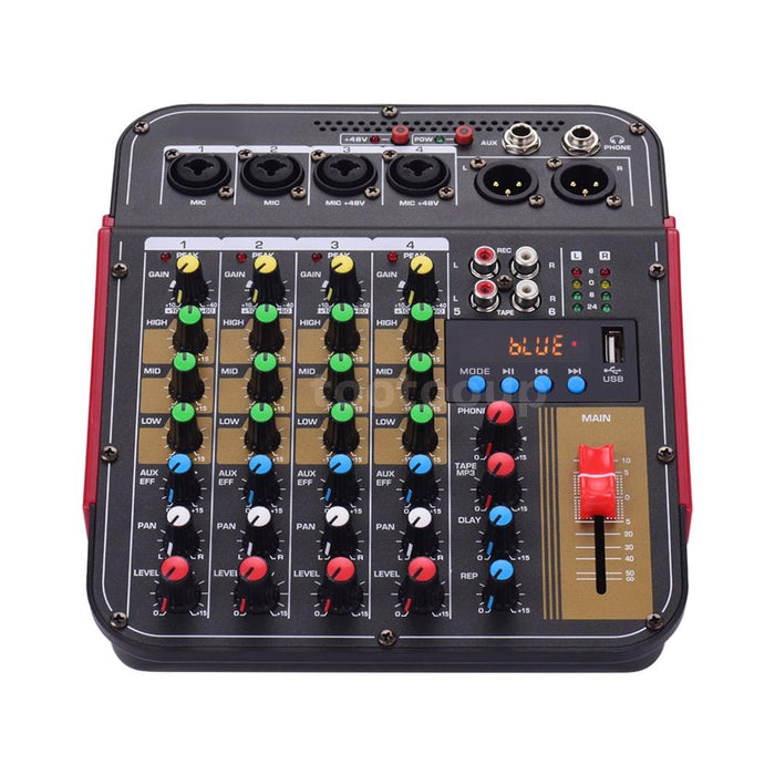 4Channel Mini Audio Mixer Bluetooth USB DJ Sound Mixing Console Amplifier V0Q4