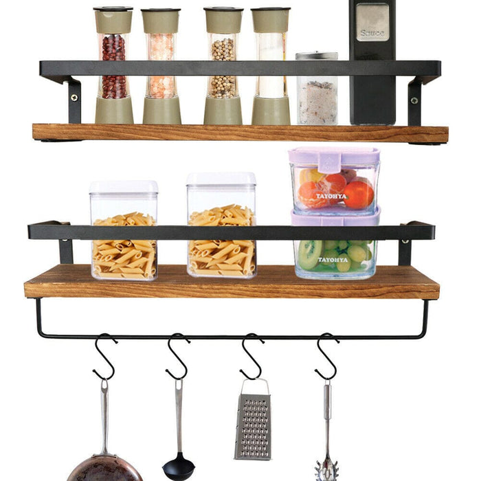 2 Wood Floating Shelf Wall Mount Display Hanging Storage Shelves