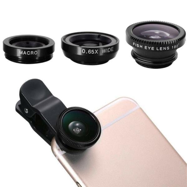 Universal 3in1 Wide Angle+Fish Eye+Macro Clip On Camera Lens Kit For Smart Phone