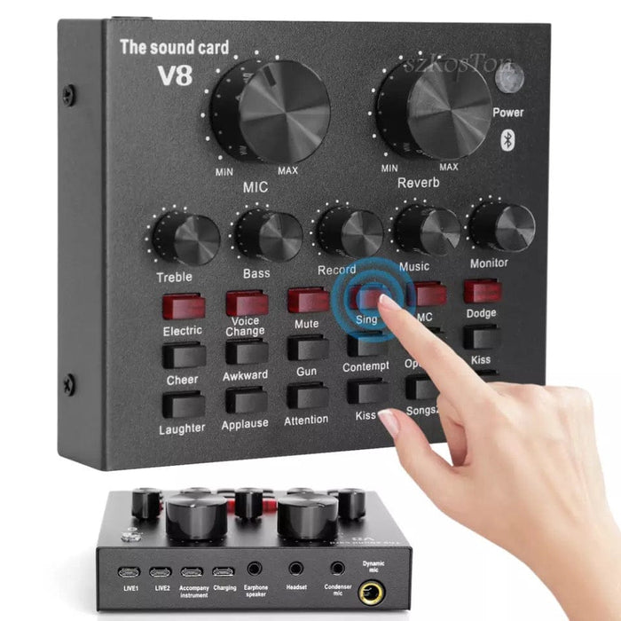 V8 Audio USB Headset Microphone Webcast Live Sound Card