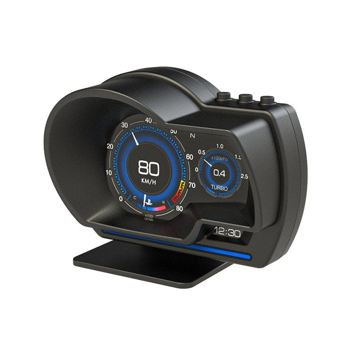 HUD OBD+GPS Gauge Head Up Car Digital Display Speedometer Turbo RPM Alarm Temp