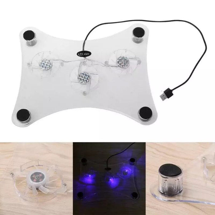 3 Fans USB Cooler Cooling Pad Stand LED Light Radiator For Laptop PC Notebook