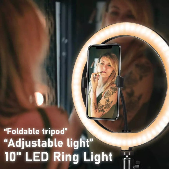 10" LED Selfie Ring Light With Tripod Phone Holder Stand