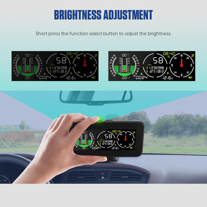Car GPS Digital Inclinometer Compass Slope Meter Tilt Indicator