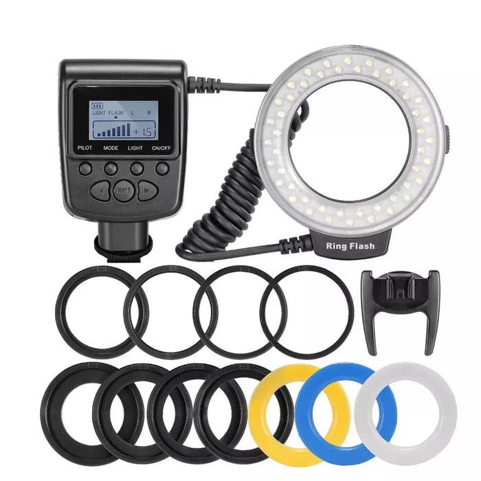 RF- 550D LED Ring Light Flash Macro Adapter Lamp Kit LCD Display For Canon Nikon