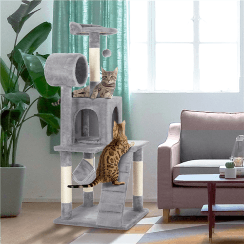 51" Cat Tree Bed Furniture Scratching Tower Post Condo Kitten Play House Posts