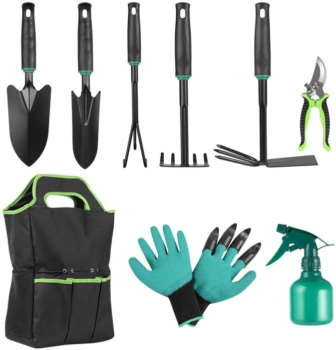 9pcs Garden Tool Set Vegetable Flower Gardening Hand Tools Kits w/ Carrying Bag