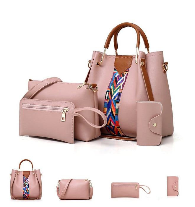 4PCS/Set Women's Leather Handbag Shoulder Bag Hobo Elegant Satchel Purse Tote