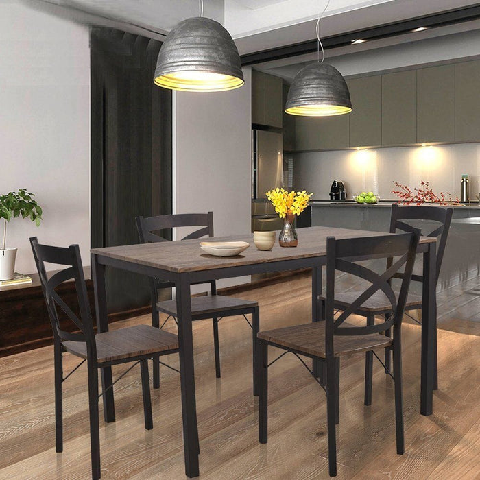 VILOBOS 5PC Wood Dining Table Set 4 Chairs Seat Breakfast Kitchen Home Furniture