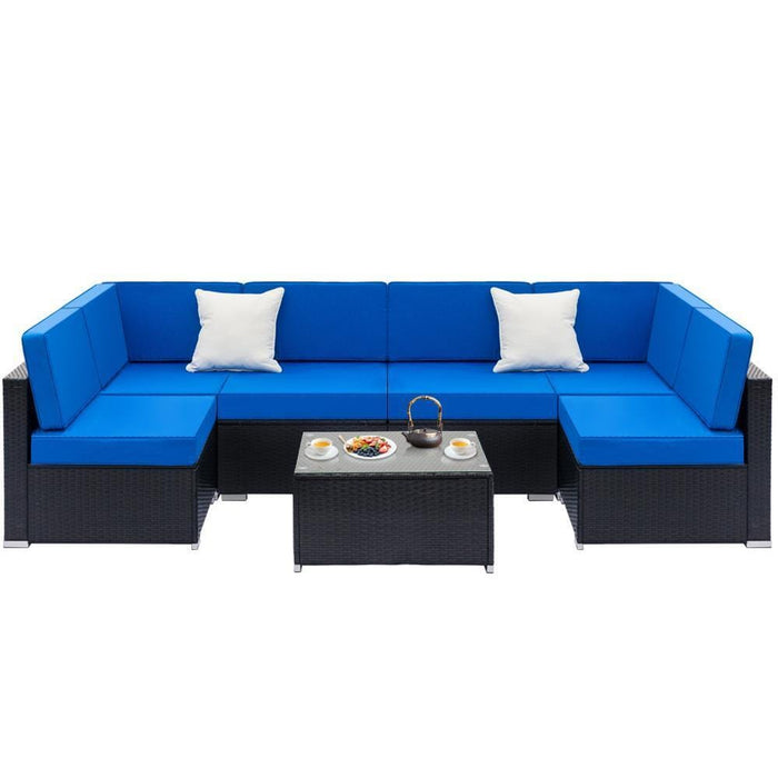 7PC Rattan Wicker Sofa Set Sectional Couch Cushioned Furniture Patio Outdoor