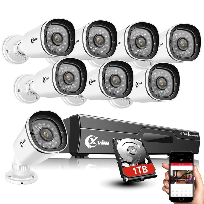 XVIM 1080P 8CH HDMI DVR Outdoor Security Camera System 1TB Night Vision CCTV