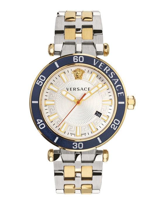 Versace Mens Silver 43 mm Greca Sport Watch VEZ300521