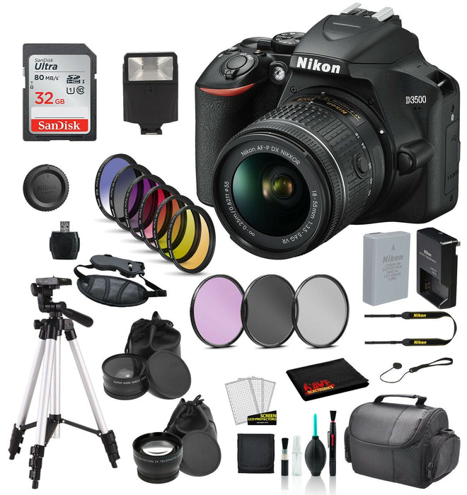 Nikon D3500 DSLR Camera with 18-55mm Lens Deluxe Bundle