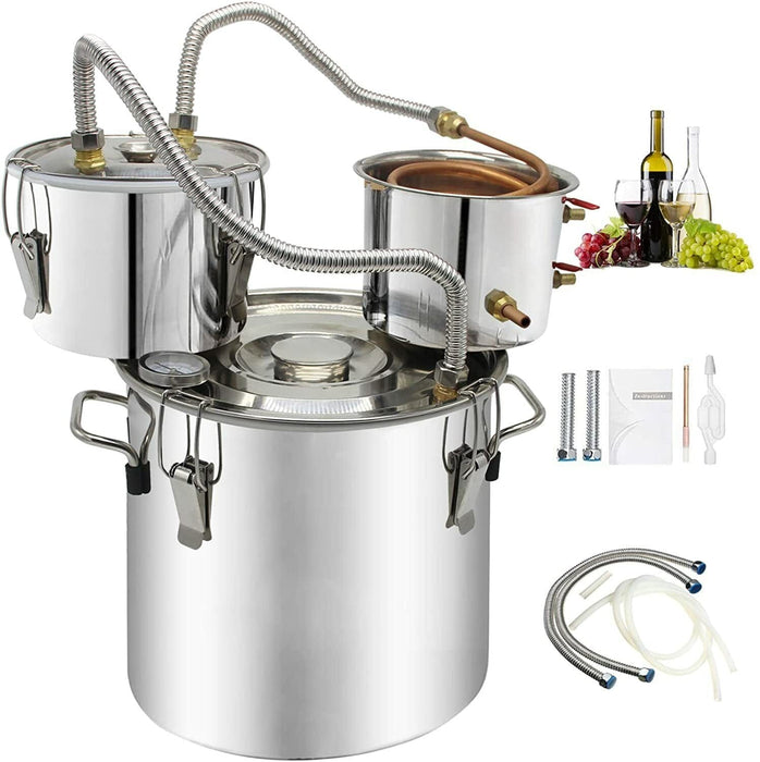 3 Pots Stainless Steel Kit Home Distiller High Seal Boiler with Copper Tube 8Gal