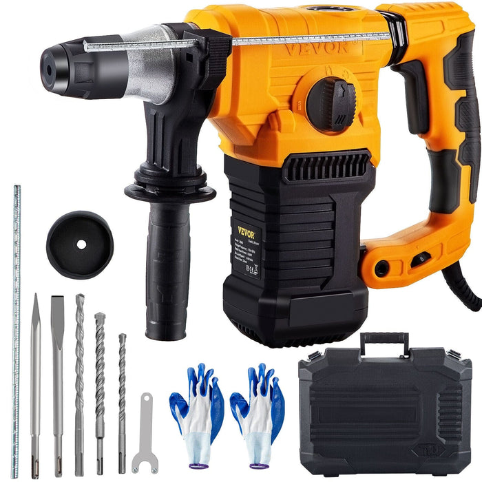 VEVOR Electric Rotary Hammer Drill SDS Plus Rotary Hammer Drill 1" w/ Drill Bits
