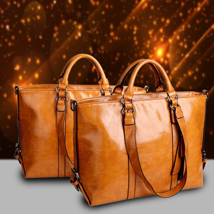 Women Large PU Leather Tote Bag Commute Handbag Shoulder Satchel Bag Elegant