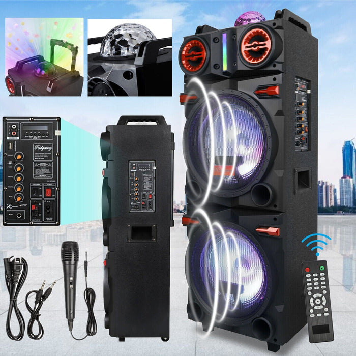 4,500W Rechargeable Bluetooth Speaker Dual 10" Woofer Party FM Karaoke DJ LED AUX