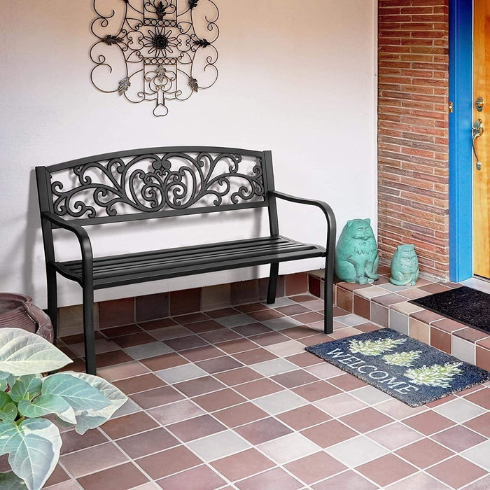 50" Patio Porch Garden Bench In/Outdoor Chair Love Seat Park Backyard Chair