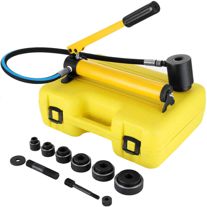 VEVOR 10 Ton Hydraulic Knockout Punch Driver Kit 1/2"-2" Conduit Hole 6 Dies