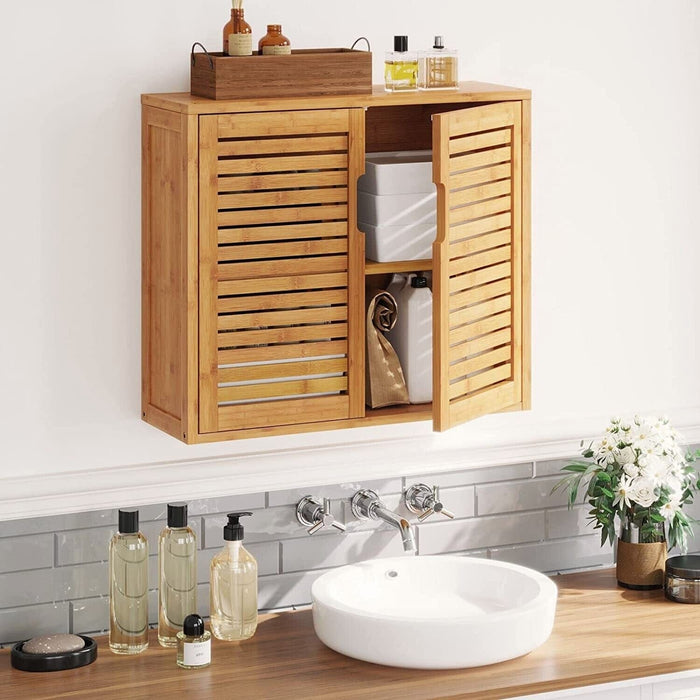 23" Wall Mount Bamboo Cabinet Storage Organizer