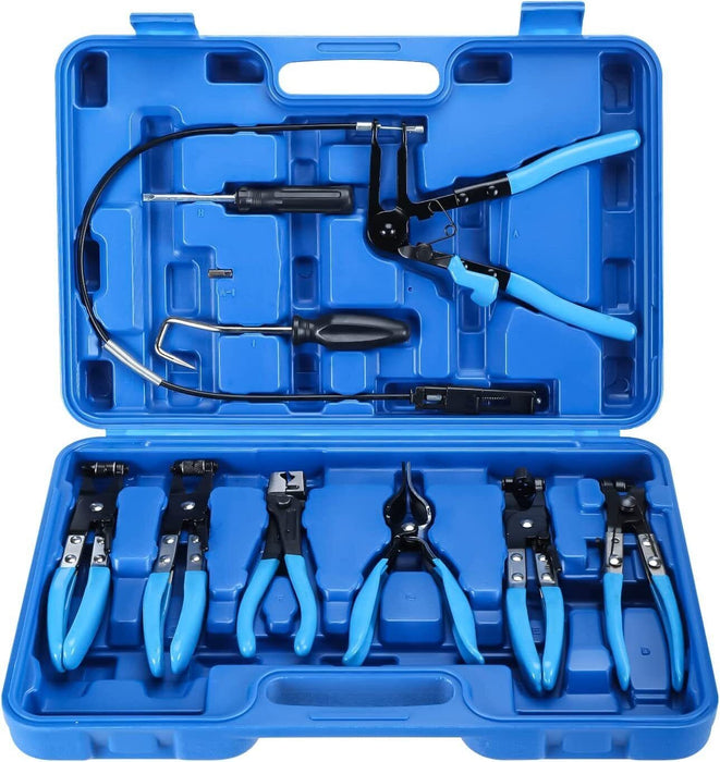 9Pcs Wire Long Reach Hose Clamp Clip Pliers Set Water Hose Auto Tools Kit