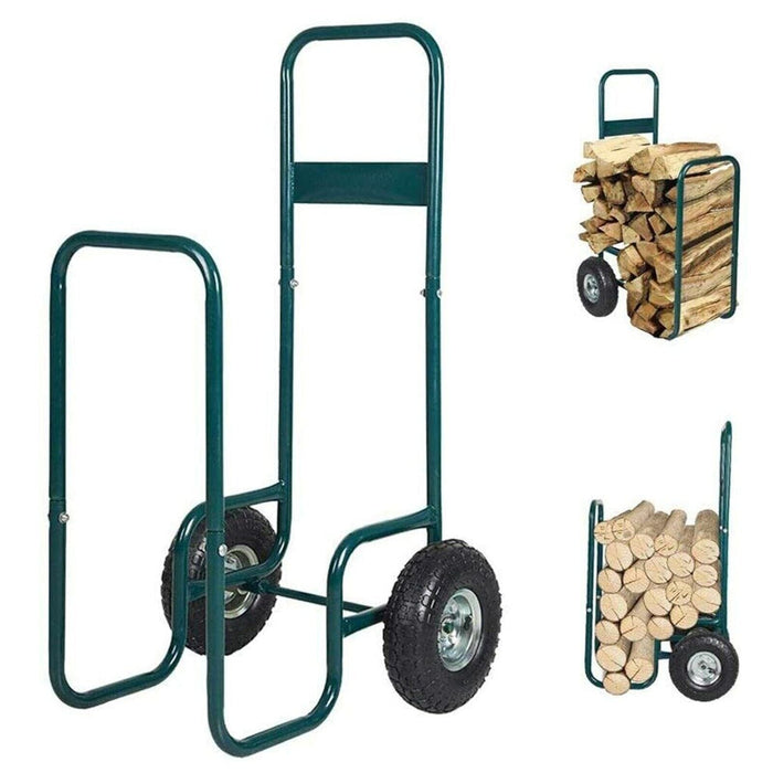 Firewood Log Rack Carrier Wood Storage Holder Dolly Cart