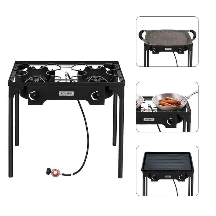2 Burner Outdoor Camping Stove, 150,000 BTU Gas Propane