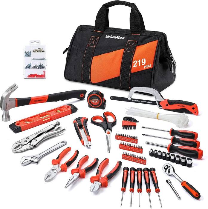 VALUEMAX 219Piece Home Tool Set General Basic Household Repairing Tool Kit w/Bag
