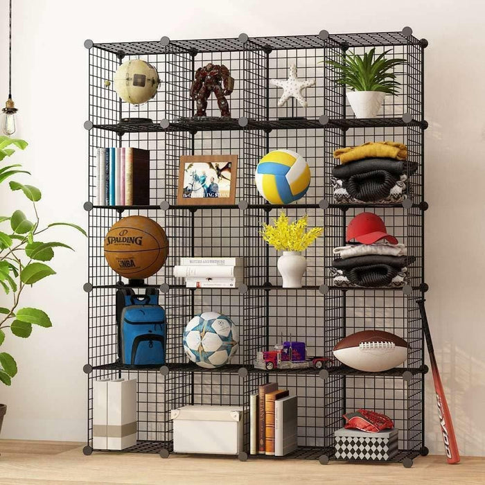 20 Cube Mesh Wire Storage Cupboard Cabinet Wardrobe Rack Toy Book Shelves
