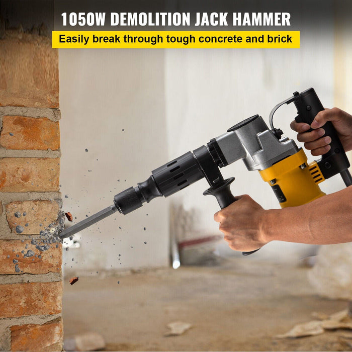 VEVOR Demolition Jack Hammer Drill 1050W Concrete Breaker 0.67" w/ Chisel Bits