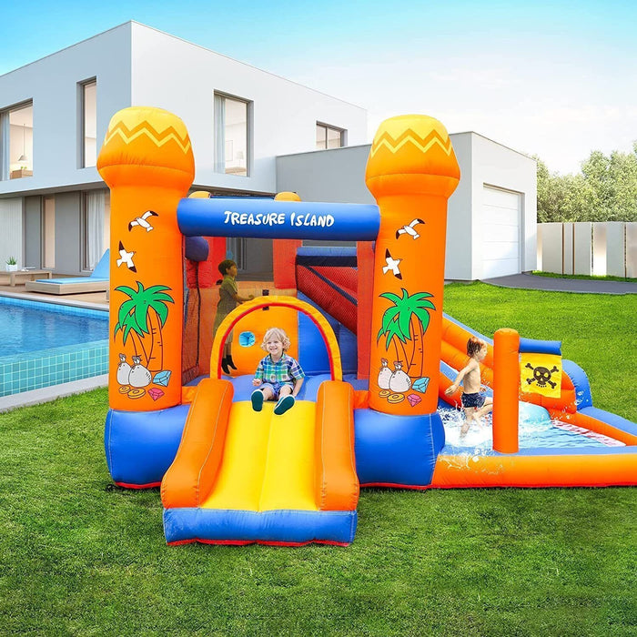 Kids Inflatable Bounce House Blow up Water Slide & Pool with Blower Playset