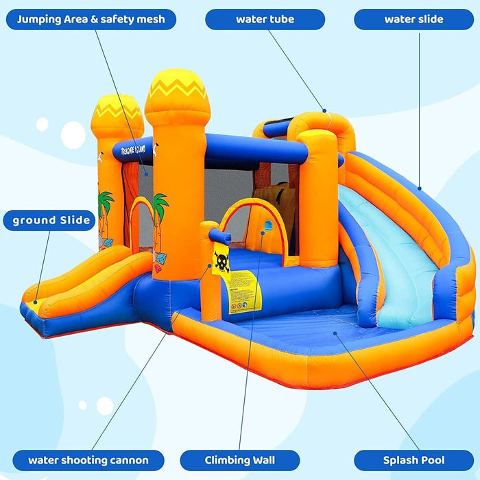 Kids Inflatable Bounce House Blow up Water Slide & Pool with Blower Playset